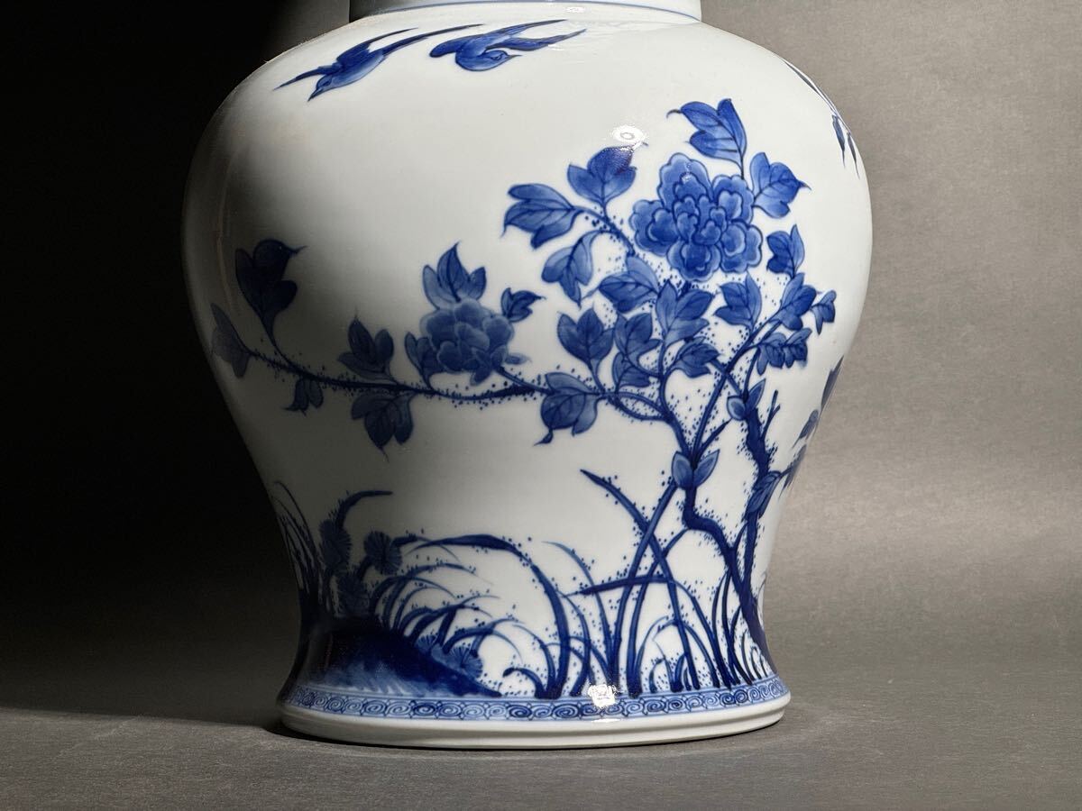 景徳鎮御窯 青花 雉鶏 牡丹紋 鳳尾尊 中国 清 康熙年 故宮博物院 共箱