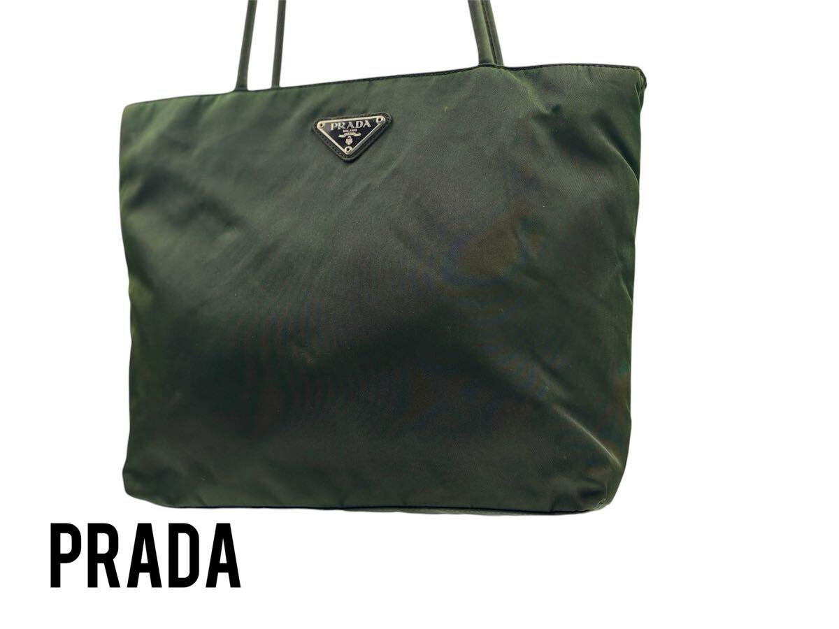 本物保証，低価 PRADA プラダ ハンドバッグ テスート ナイロン トライアングル カーキ ギャラ付き(トートバッグ)｜売買されたオークション情報、yahooの商品情報をアーカイブ公開 - オークファン かばん、バッグ
