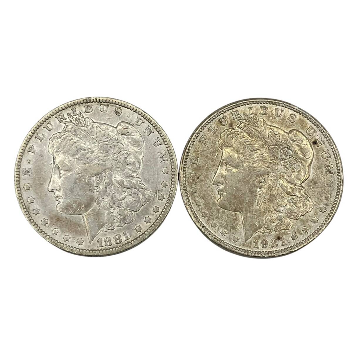 1円 モルガン 1ドル アメリカ銀貨 2枚 貨幣 銀貨 S ミント 1881年 1921