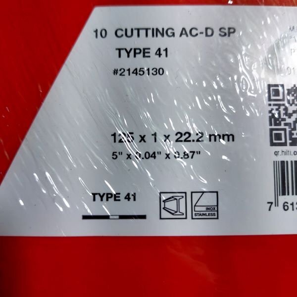 ヒルティ 切断砥石10枚入り5箱セット TYPE41 #2145130 AC-D SP 125×1 