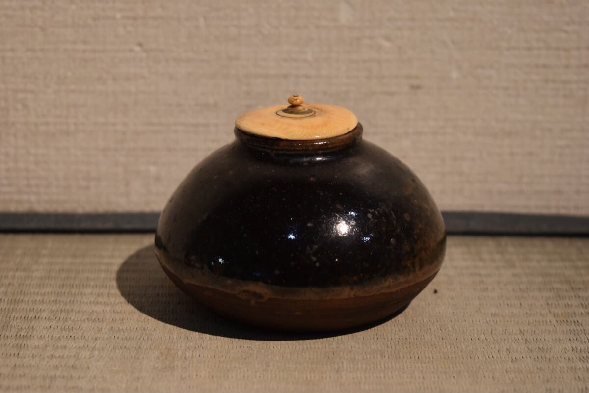 GE】M116【コレクター所蔵品】時代 古瀬戸茶入/日本美術 瀬戸焼 茶道具 
