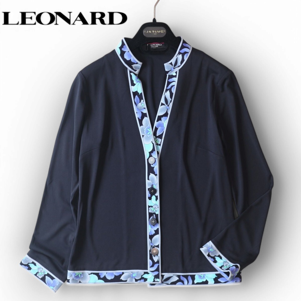 新品同様☆レオナール LEONARD ☆春の羽織り☆ カンカン素材・ ブルー