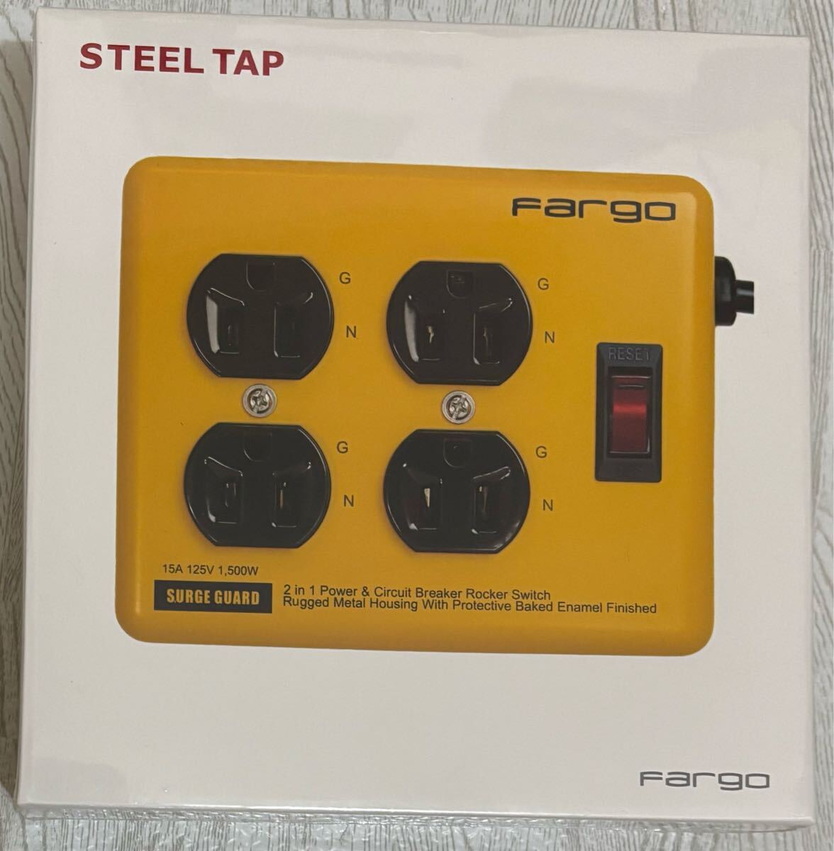 Fargo ファーゴ　STEEL TAP スチールタップ　電源タップ　イエロー_1
