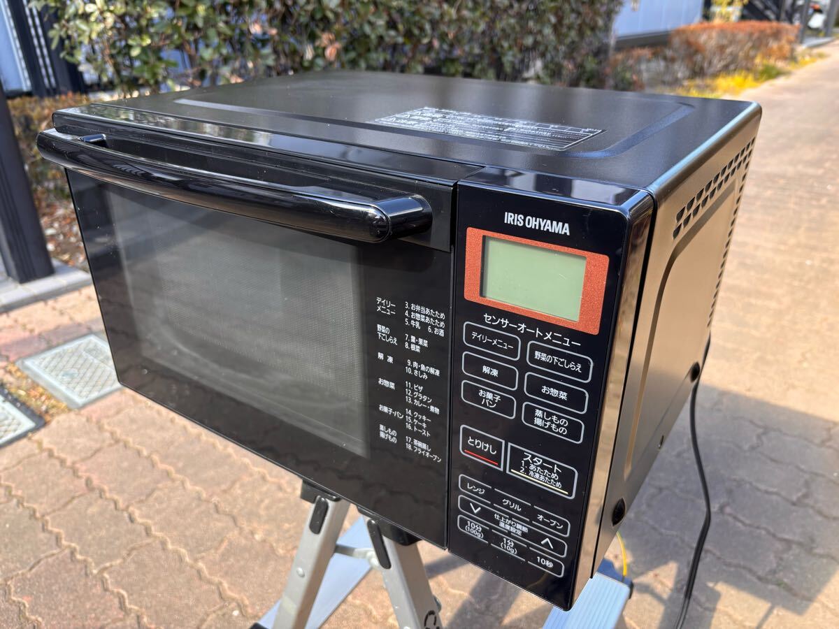 900W電子レンジ IRIS OHYAMA 2021年製オーブンレンジ（BLMO-F1801-B）グリル機能つき_1