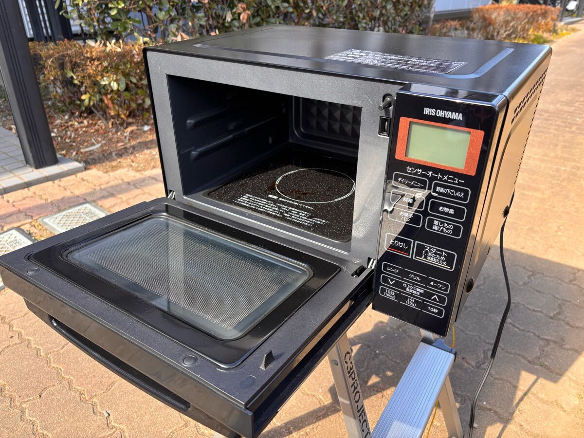900W電子レンジ IRIS OHYAMA 2021年製オーブンレンジ（BLMO-F1801-B）グリル機能つき_2