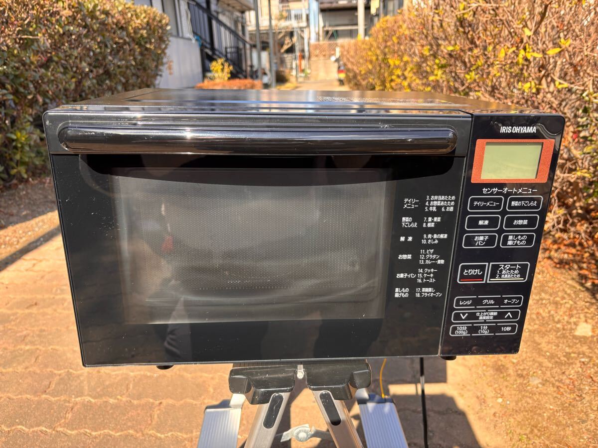 900W電子レンジ IRIS OHYAMA 2021年製オーブンレンジ（BLMO-F1801-B）グリル機能つき_5