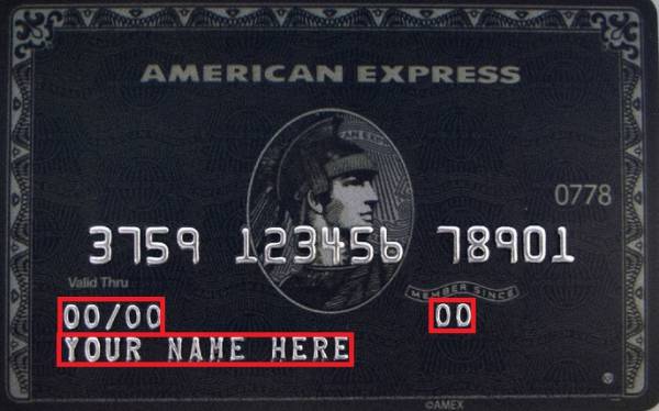 AMEX アメックス センチュリオン ブラックカード 数字、名入れ可