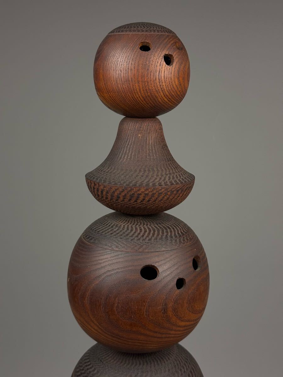 石原日出男 木彫 『 ぼくたち 』 創作こけし 木工芸 置物 高63cm 焼印