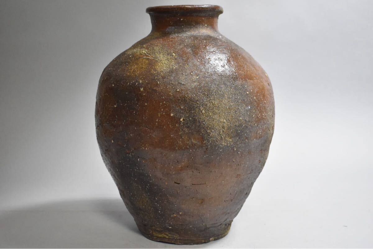 古美術骨董品　古信楽焼陶　 花入 壺 菱文様 伝統工芸　時代物高さ約20cm 英】A1171 時代 古信楽壺 H38.7㎝ 日本美術 信楽焼 壷 花入 骨董品