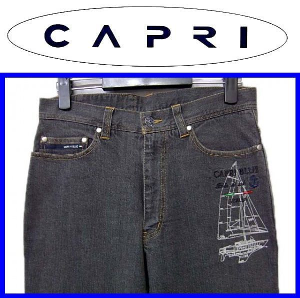 ★88cm★20520 〓CAPRIカプリ〓ストレッチ素材ブラックジーンズ