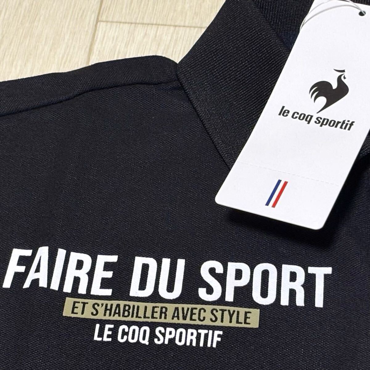 新品★ルコック le coq sportif 右胸左袖プリント 吸汗速乾 半袖ポロシャツ/ブラック/サイズO/送料185円_5