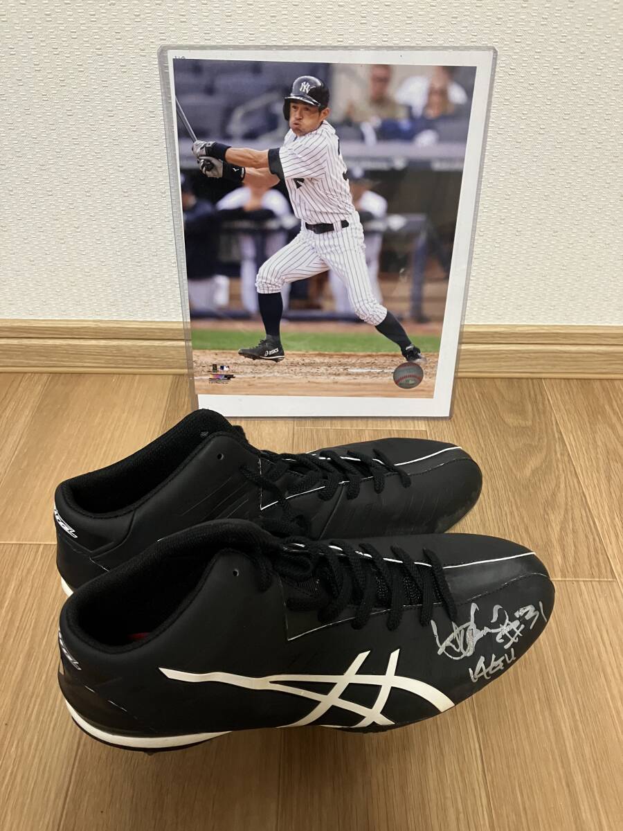 イチロー　2014 公式試合実使用シューズ直筆サイン入り　証明書付き イチロー 実使用スパイク 2014年ヤンキース時代 ホーム用 サイン・証明