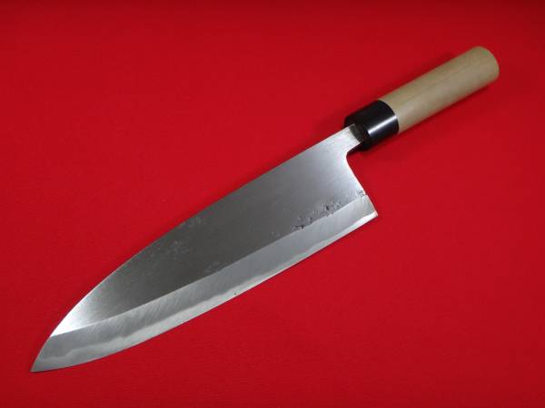 祐成　本職用出刃包丁　日本鋼　八寸 本職用 出刃包丁【義門】 両刃 八寸 水牛角巻き柄 未使用(出刃包丁