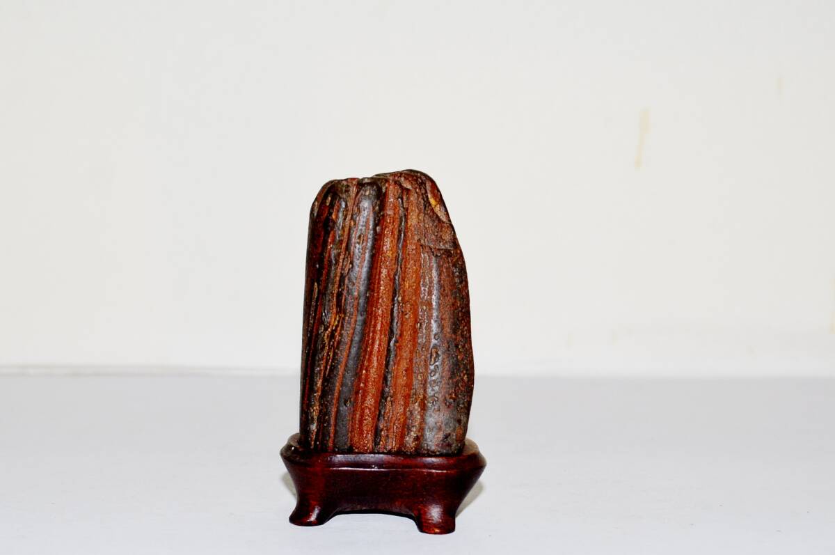 水石愛好家旧蔵品 水石 滝石 赤石 盆栽 盆石 鑑賞石 赤石 台座付(盆栽