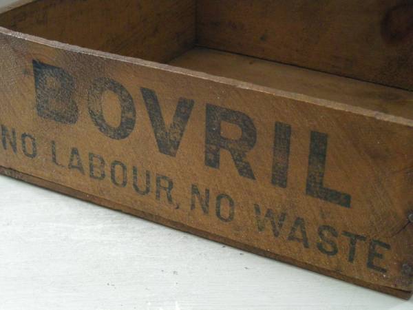 英国アンティーク BOVRILのウッドボックス木箱BOX（L)雑貨0501