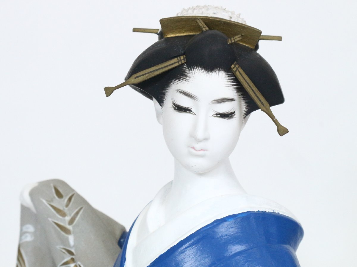 博多人形 美人物 青い着物の女性 日本人形 郷土玩具 伝統工芸 着物