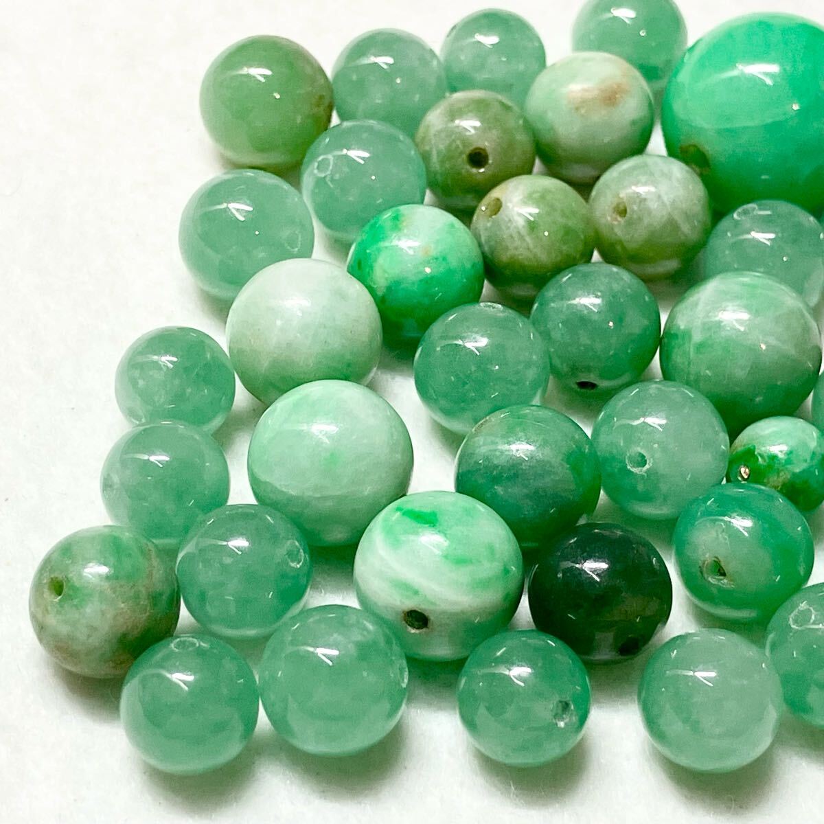 1円〜!!丸玉!!★天然本翡翠おまとめ261ct★u 約52.2g ルース 裸石 宝石 ジュエリー jewerly ジェイダイト jadite ヒスイ ひすい w3ま111_2