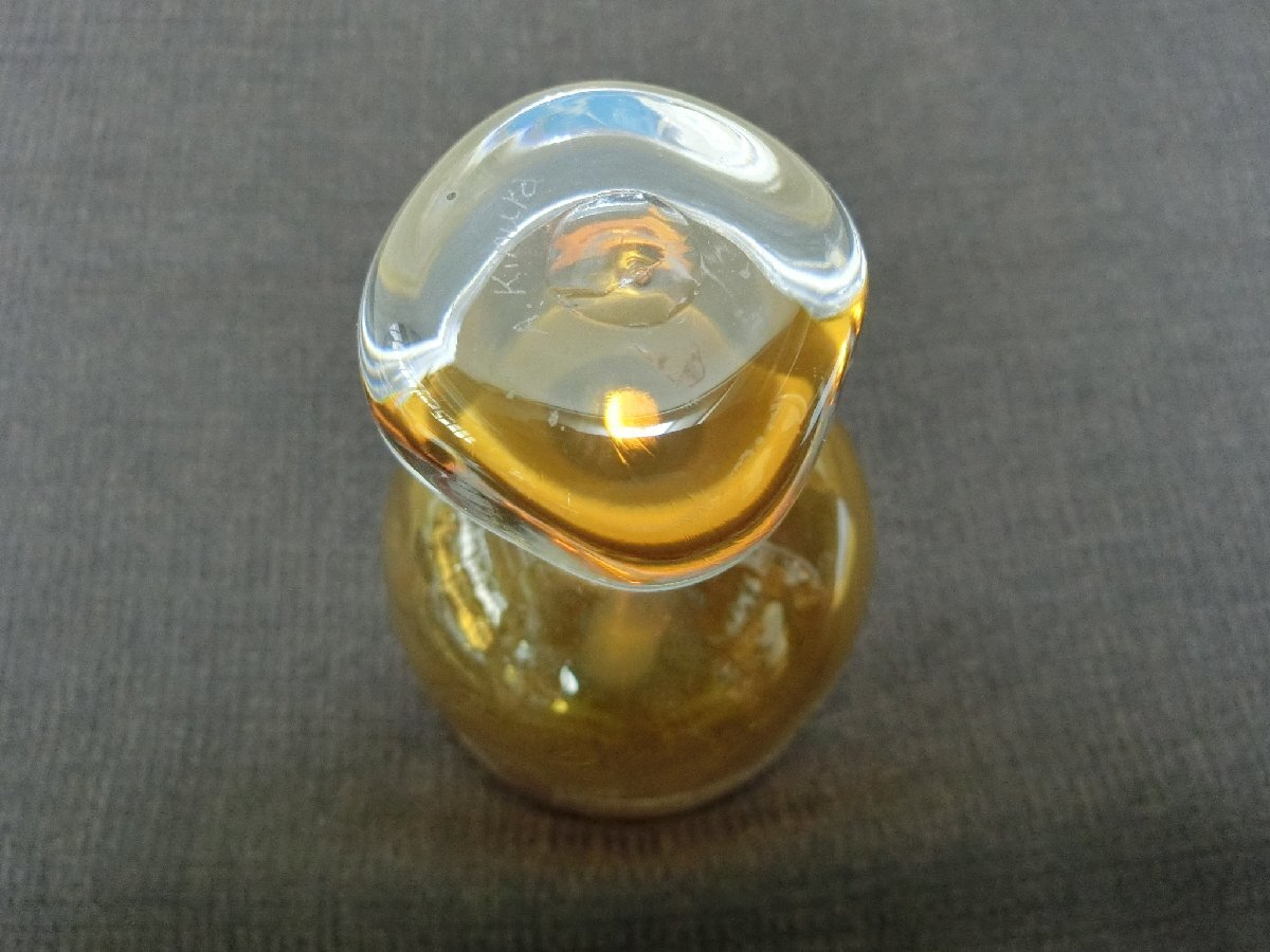 使って！【ガラス細工　ベル　手持ち色付きベル「A　kimura」彫り銘・S18】◆津軽びいどろ ランプ　氷コップ　皿　暖簾　花器 鑑賞陶磁器_1