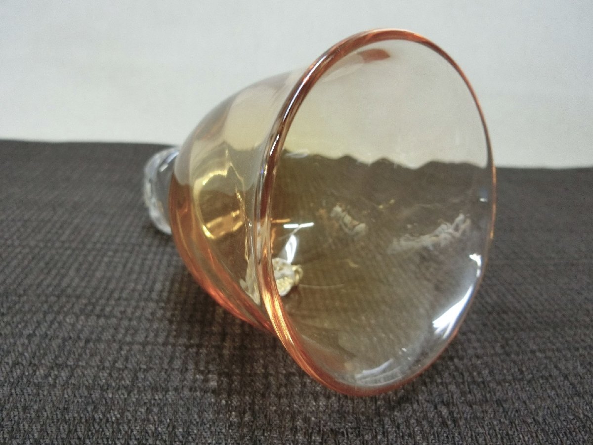 使って！【ガラス細工　ベル　手持ち色付きベル「A　kimura」彫り銘・S18】◆津軽びいどろ ランプ　氷コップ　皿　暖簾　花器 鑑賞陶磁器_2