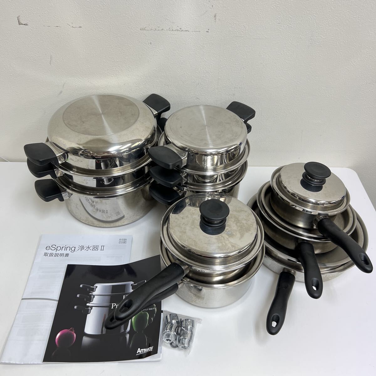 [0729-1Y] アムウェイ クィーンクックウェア Amway 蒸し器 片手鍋 両手鍋 調理器具 等 まとめて_1