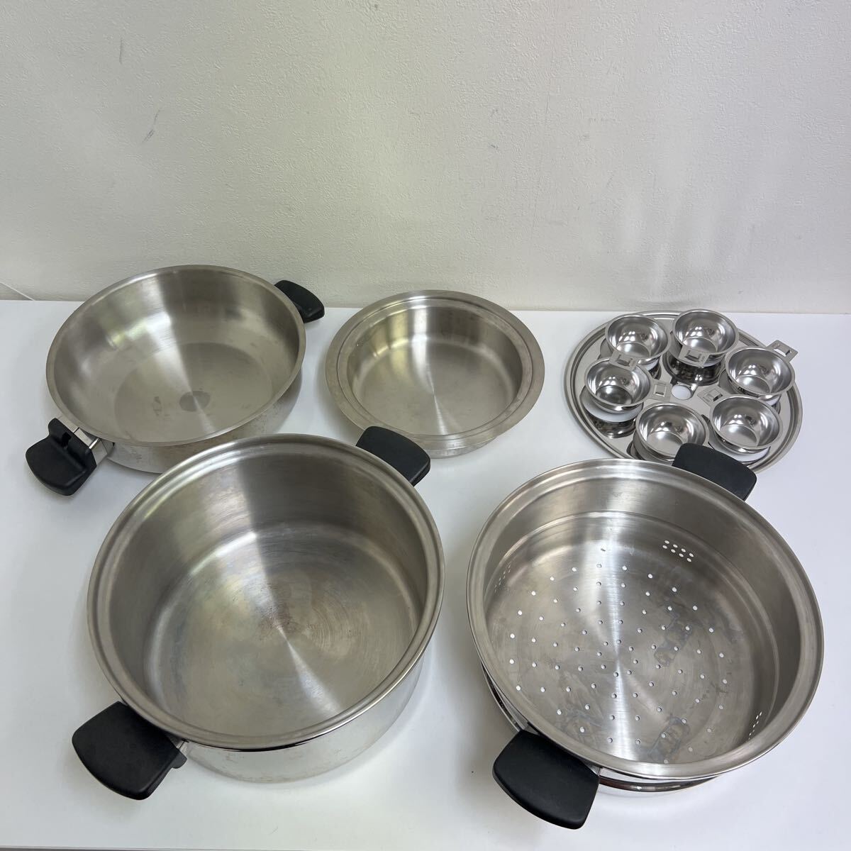 [0729-1Y] アムウェイ クィーンクックウェア Amway 蒸し器 片手鍋 両手鍋 調理器具 等 まとめて_3