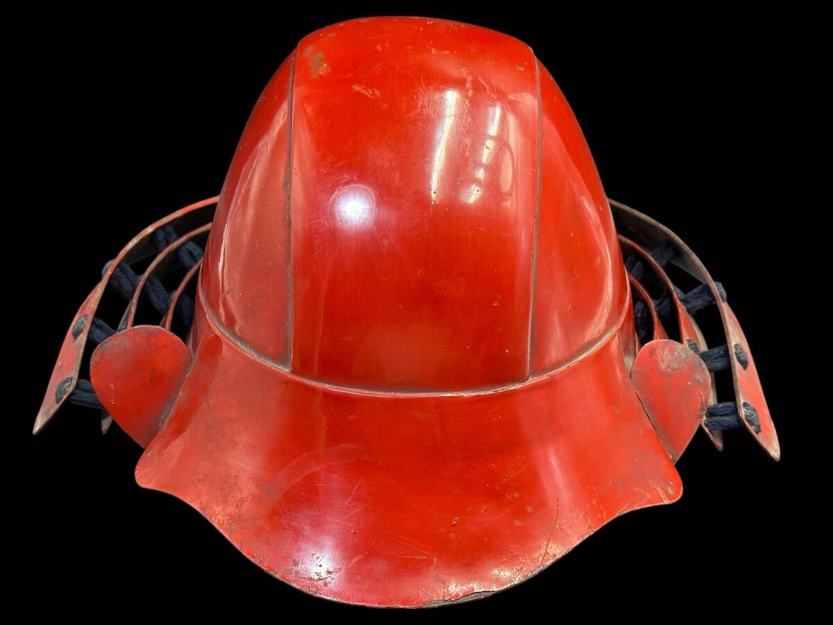 時代武具 鉄兜 赤備え兜 鉄地甲冑武具 阿古陀形兜 時代物 骨董 古美術 当時物 古い鎧兜 戦国-江戸 _2
