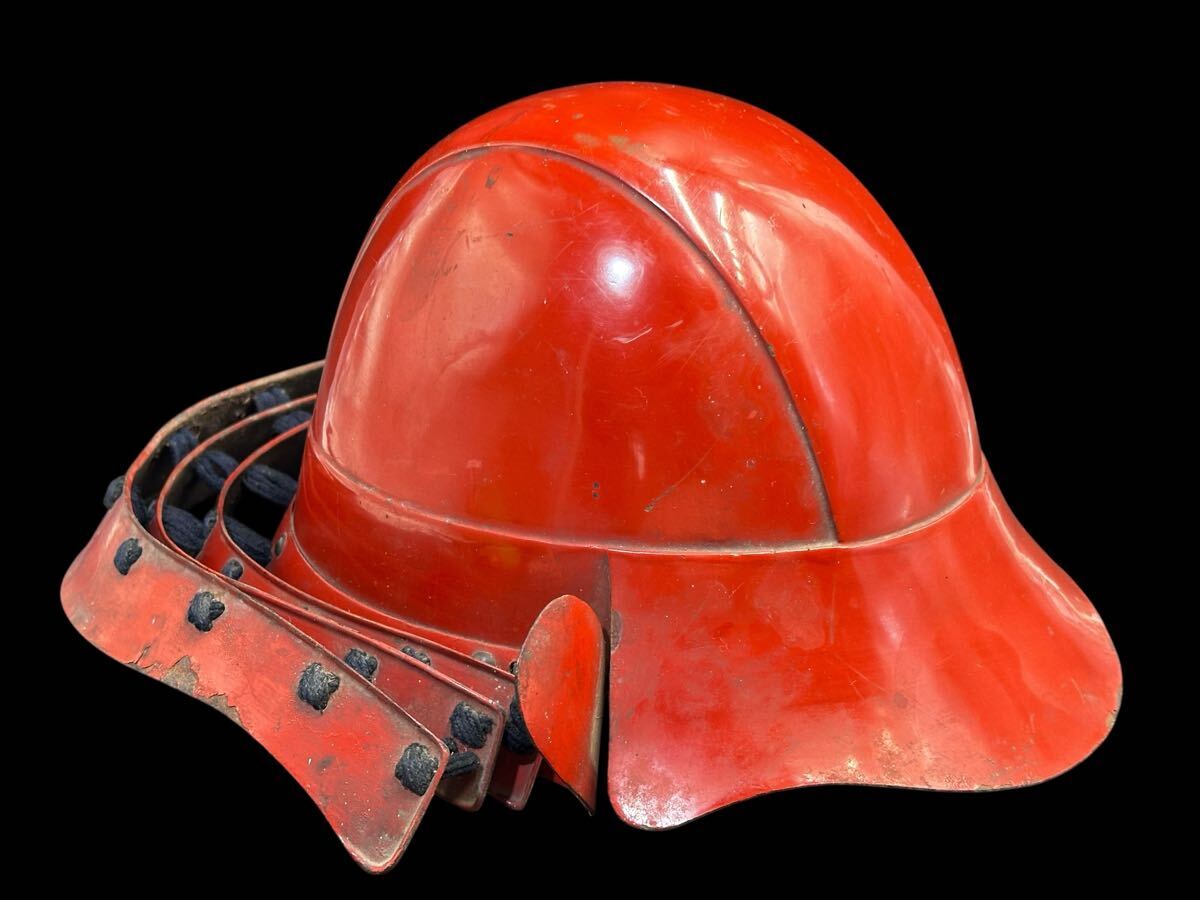 時代武具 鉄兜 赤備え兜 鉄地甲冑武具 阿古陀形兜 時代物 骨董 古美術 当時物 古い鎧兜 戦国-江戸 _3