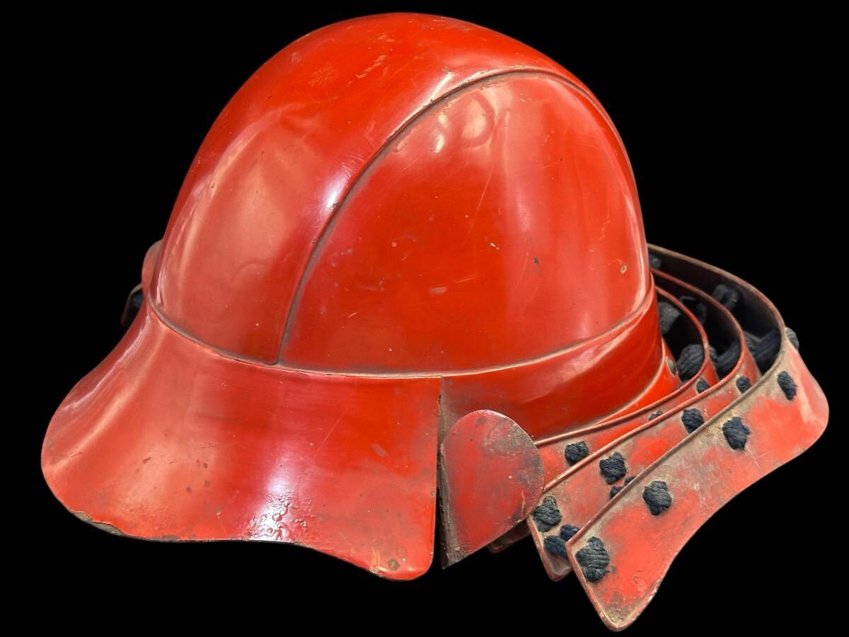 時代武具 鉄兜 赤備え兜 鉄地甲冑武具 阿古陀形兜 時代物 骨董 古美術 当時物 古い鎧兜 戦国-江戸 _4
