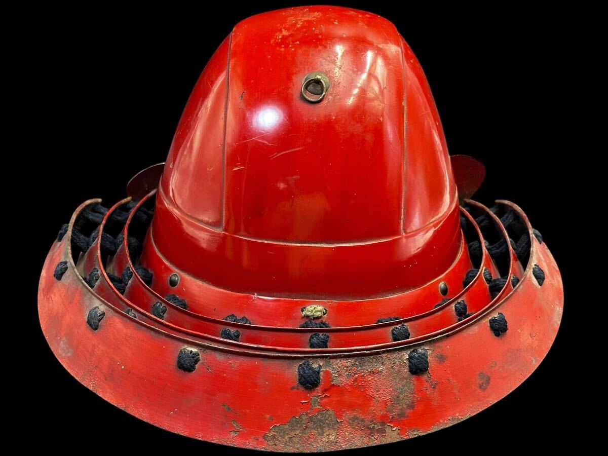 時代武具 鉄兜 赤備え兜 鉄地甲冑武具 阿古陀形兜 時代物 骨董 古美術 当時物 古い鎧兜 戦国-江戸 _5