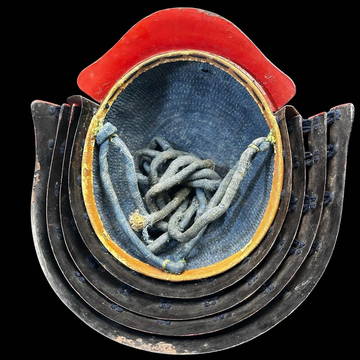 時代武具 鉄兜 赤備え兜 鉄地甲冑武具 阿古陀形兜 時代物 骨董 古美術 当時物 古い鎧兜 戦国-江戸 _7