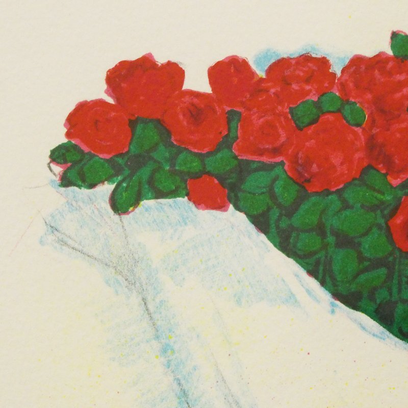 ♯ カシニョール 赤いリボン リトグラフ 版画 E.A(作家保存用) 額装
