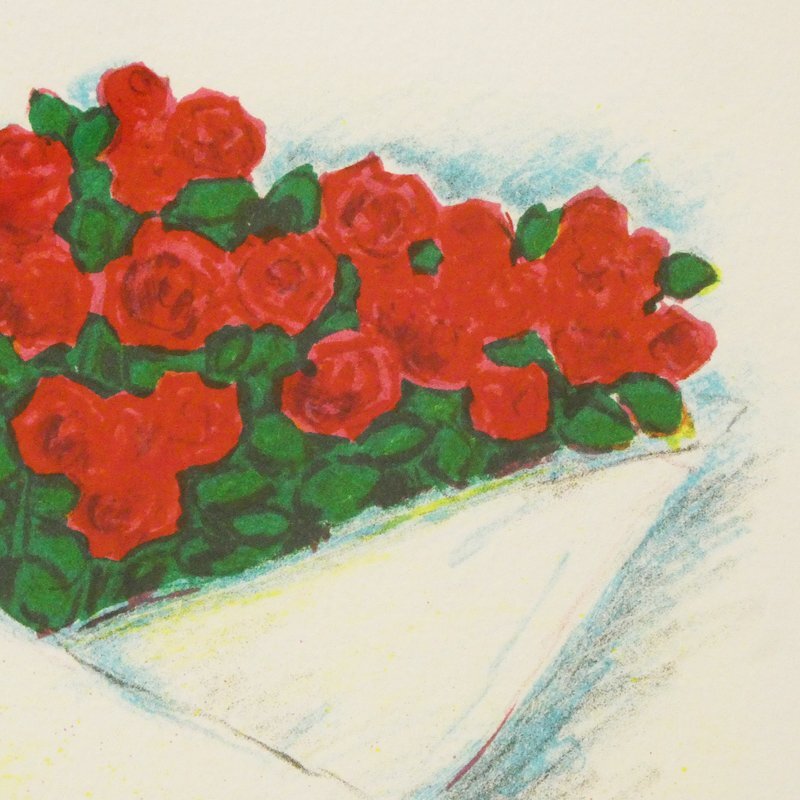 ♯ カシニョール 赤いリボン リトグラフ 版画 E.A(作家保存用) 額装