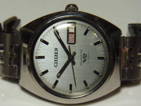 本物　シチズン　セブンスター　V2　25石　風防交換　可動品