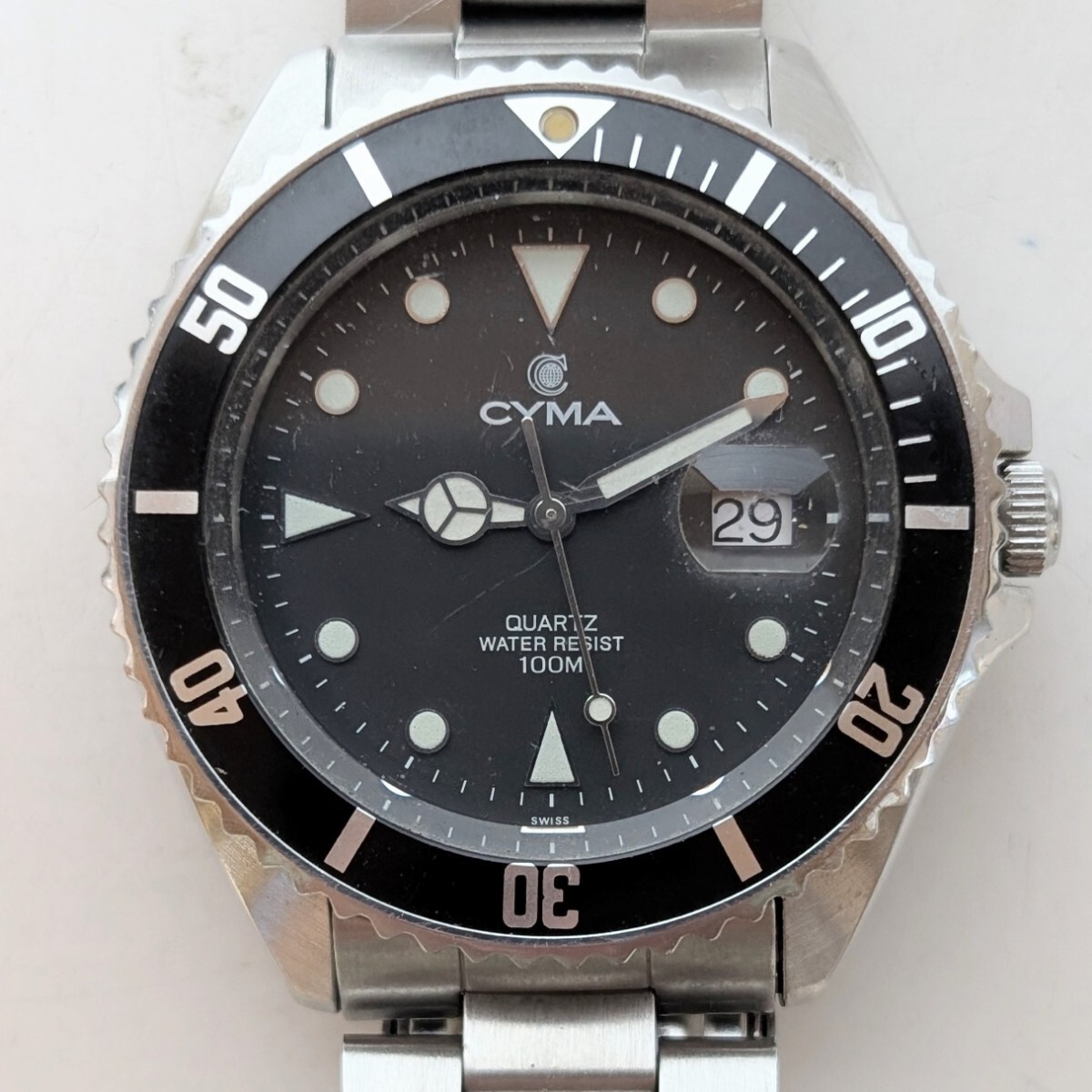 CYMA QUARTZ 911 シーマ クオーツ ダイバーズウォッチ 100M 黒文字盤