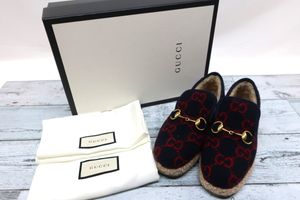 ☆【B送900円】2520　GUCCI　グッチ　ムートンシューズ　GG柄×ホースビット　ローファー