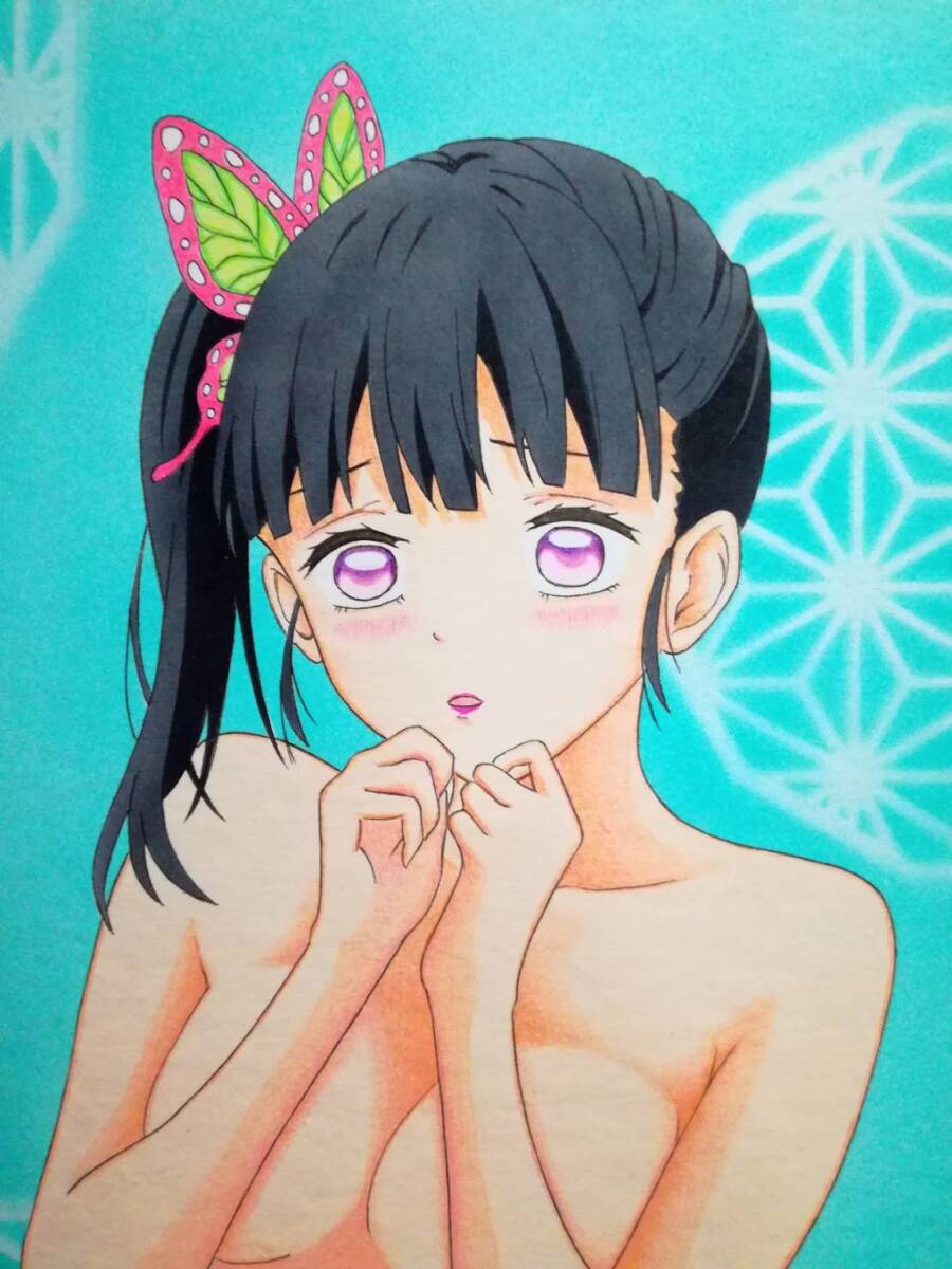同人手描きイラスト 鬼滅の刃 栗花落カナヲ 色紙(手描きイラスト