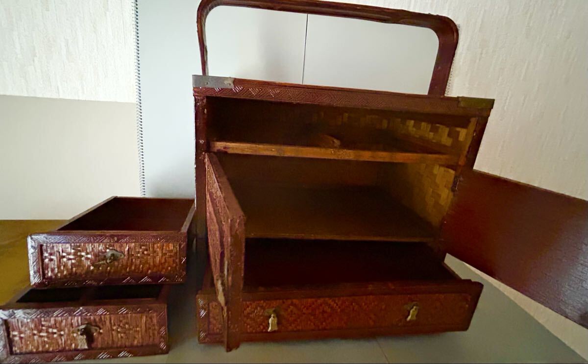 中国 提藍 煎茶道具 中国茶 中国茶器 茶籠 茶棚 竹編み 唐物 古渡り