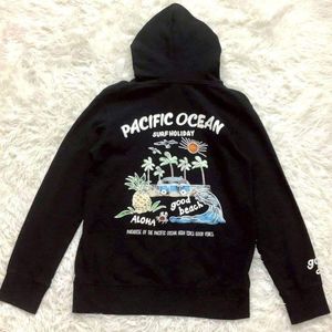 パーカー メンズ パイナップル柄 黒 フード 長袖 秋冬 プルオーバー