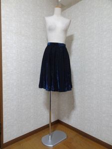 ☆レディース　社交ダンス　ダンス 　ダンス衣装　スカート　フレアースカート　黒青ラメ