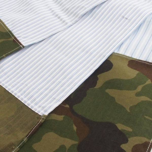 囗コムデギャルソンシャツ ストライプx迷彩カモフラ切替ストール