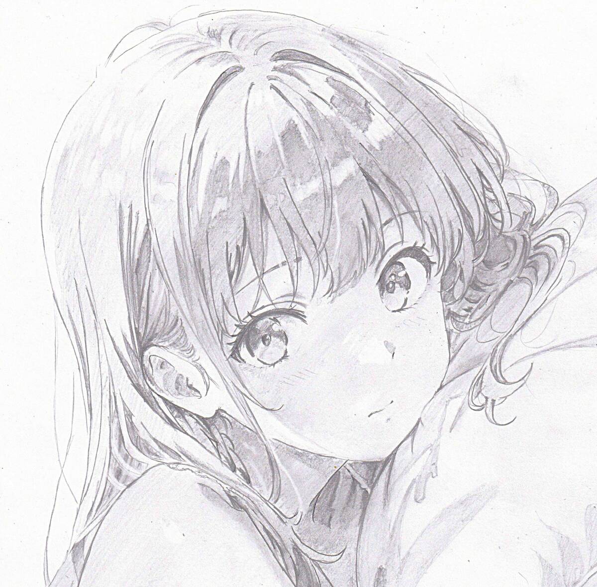 手描きイラスト 創作 原画 鉛筆画 オリジナル かわいい 女の子
