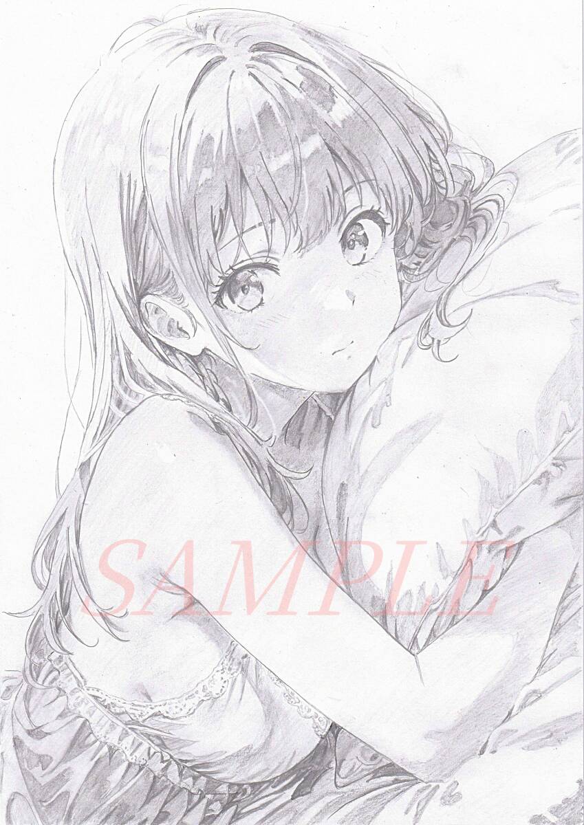 専用　絵画　手描きイラスト　原画　鉛筆画　ドローイング　リボン 手描きイラスト 創作 原画 鉛筆画 オリジナル かわいい 女の子