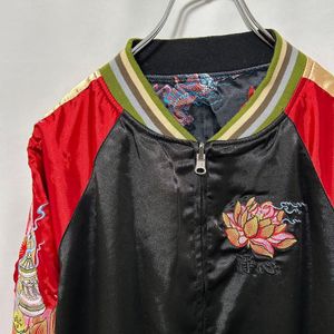 N-6329 VANCARHELL 和柄 龍 刺繍 リバーシブル スカジャン XL レディース