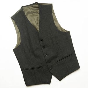 【表記M】上質な一着!◎美品『COMME CA ISM』ジレ ベスト ヘリンボーンツイード調 ウール