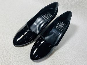 OH16◆新品◆CLUB DE SAKI 本革ヒョウ柄ヒールウェッジパンプス 24.5 4E 日本製