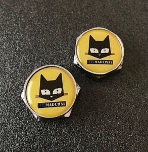 マーシャル Marchal イエロー黄 ナンバーボルト キャップ バイク 自動車 ライセンスプレ