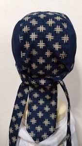 ★バンダナキャップ★ハンドメイド　和柄　井絣×無地　古典　紺