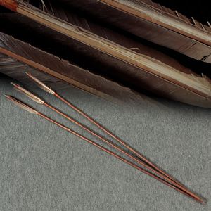 DT640 時代 古弓具 矢羽 三本一組 全長98cm ・竹矢・矢羽根・古矢 弓道具 時代武具 古美