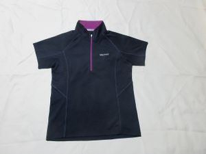 B-448★Marmot(マーモット)♪紺色/クライムスピードエアー ハーフジップ半袖シャツ(M)レ