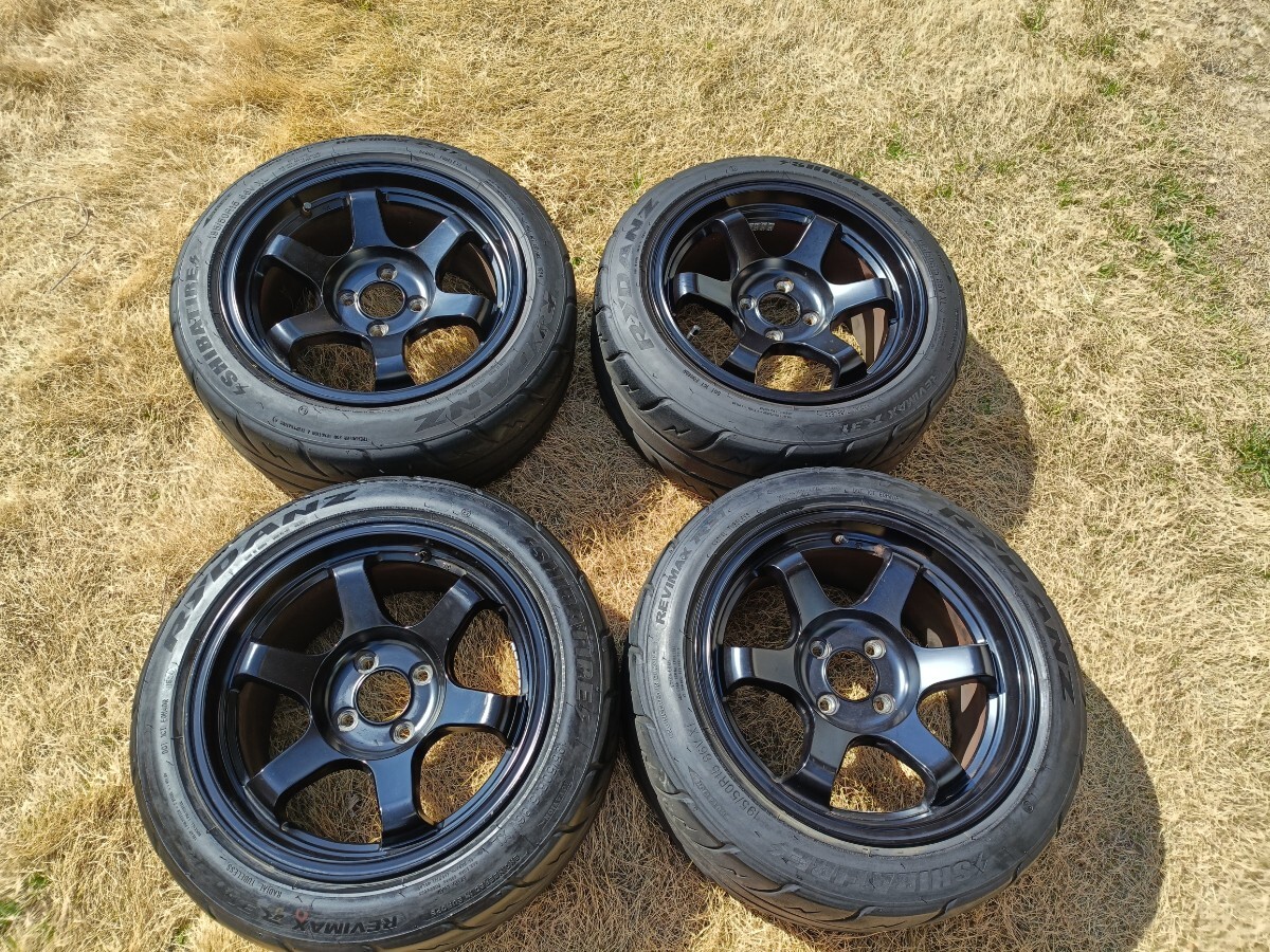 15インチ TE37風 美品】TE37風ホイール 15インチ 4H 8.0J ＋30 PCD100 195/50R15 中古4